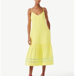 Yellow Tiered Ruffled Sundress with Spaghetti Straps